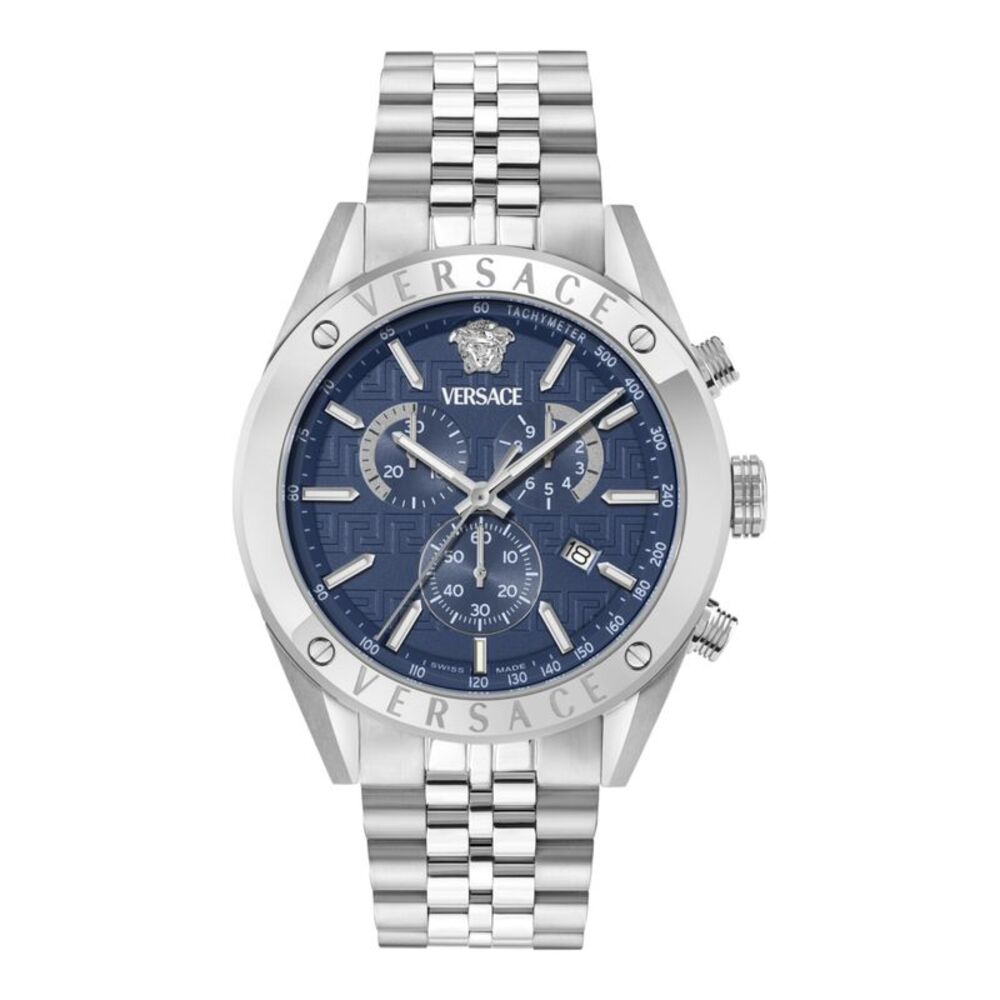 Versace Athletic Chrono Bracelet Strap Silver Mens